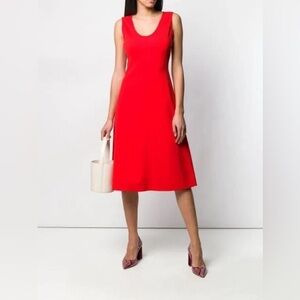 Joseph Lina Super Stretch Dress Red 4 Small Sleeveless Scoop Neck Elegant Event